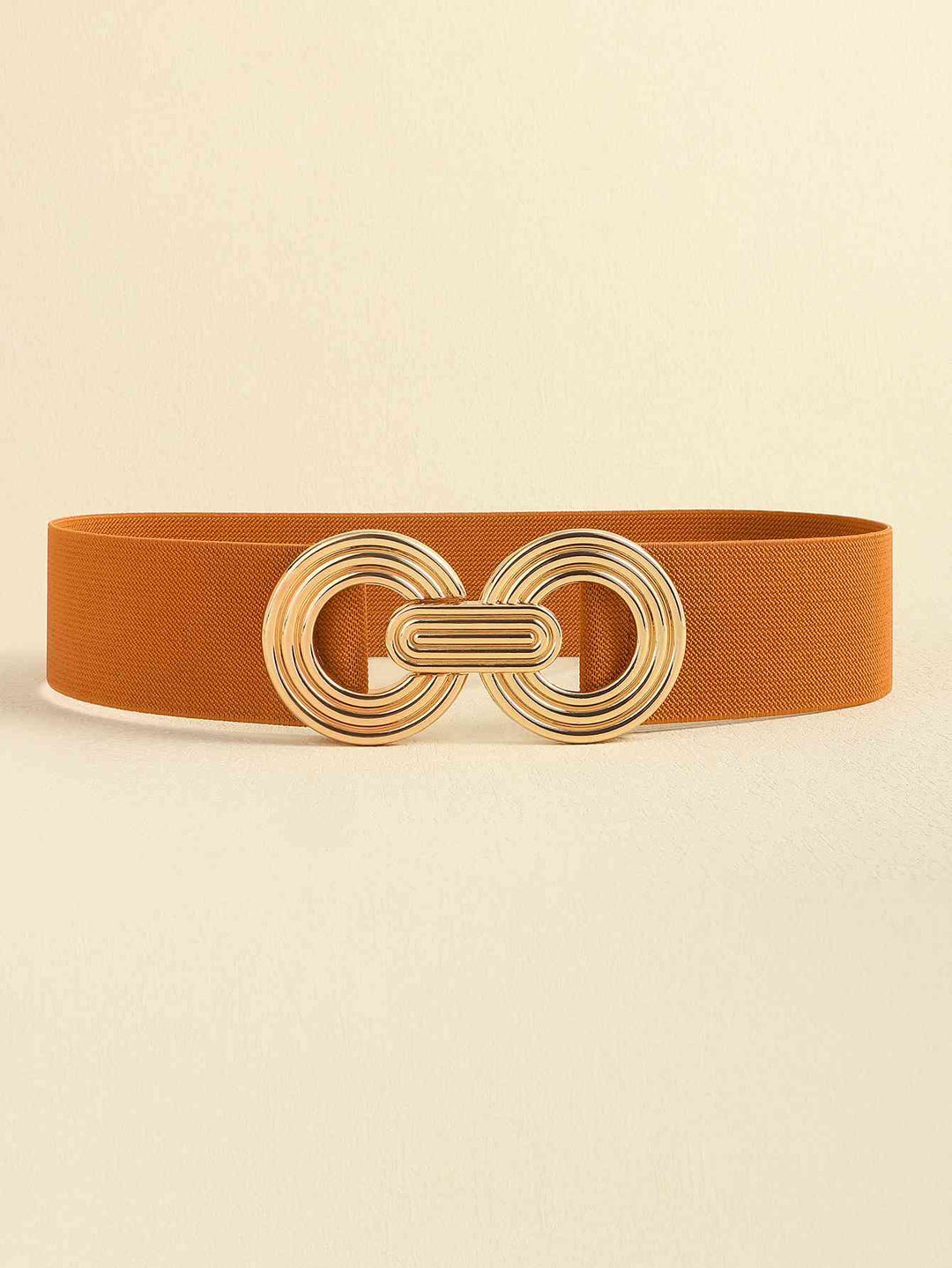 Geometric Gold Buckle Elastic Wide Belt - Multiple Colors