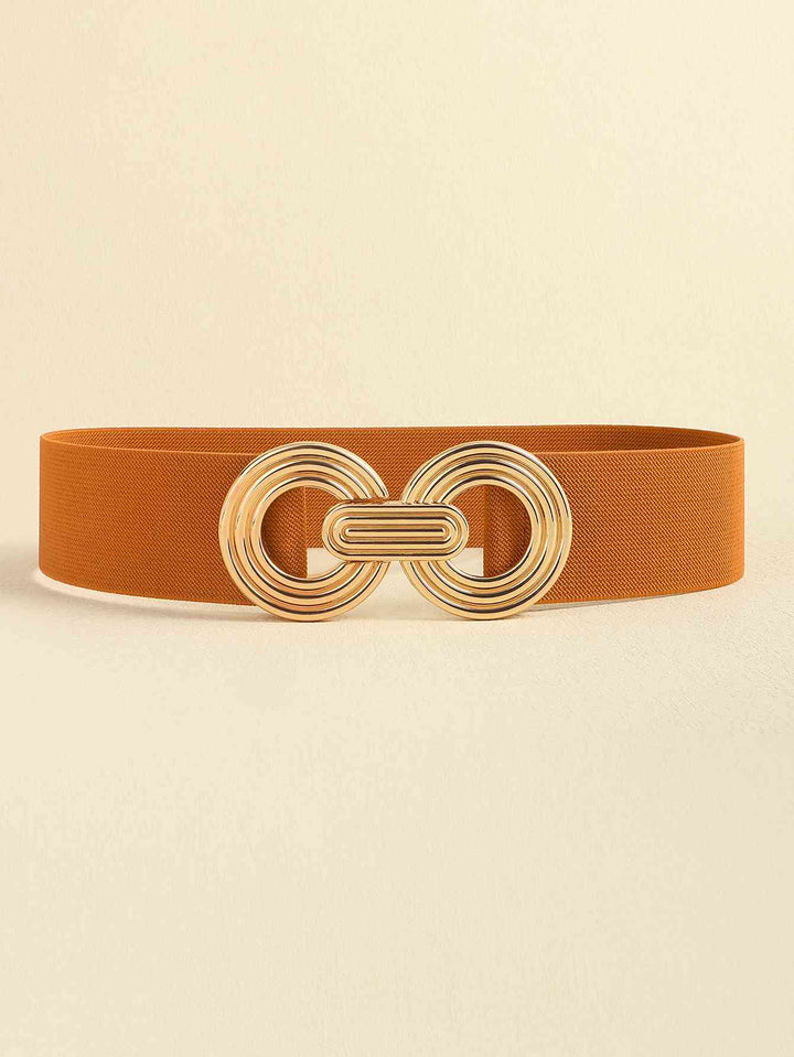 Geometric Gold Buckle Elastic Wide Belt - Multiple Colors