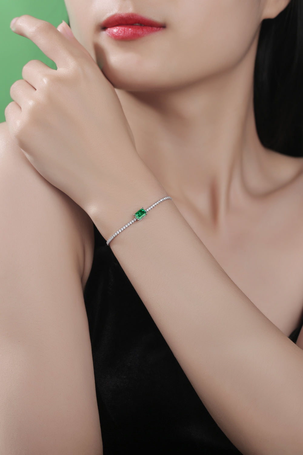 1 CARAT LAB-GROWN EMERALD 925 STERLING SILVER BRACELET