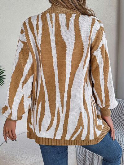 Animal-Print Open-Front Cardigan - Multiple Colors - (S-L)