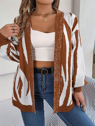 Animal-Print Open-Front Cardigan - Multiple Colors - (S-L)