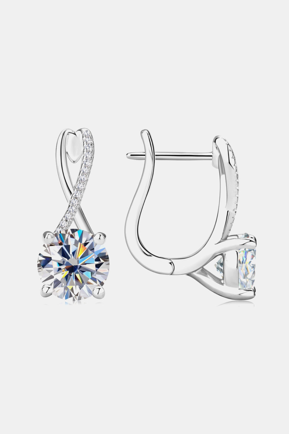 4 Carat Moissanite 925 Sterling Silver Crisscross Earrings - Gold, Silver