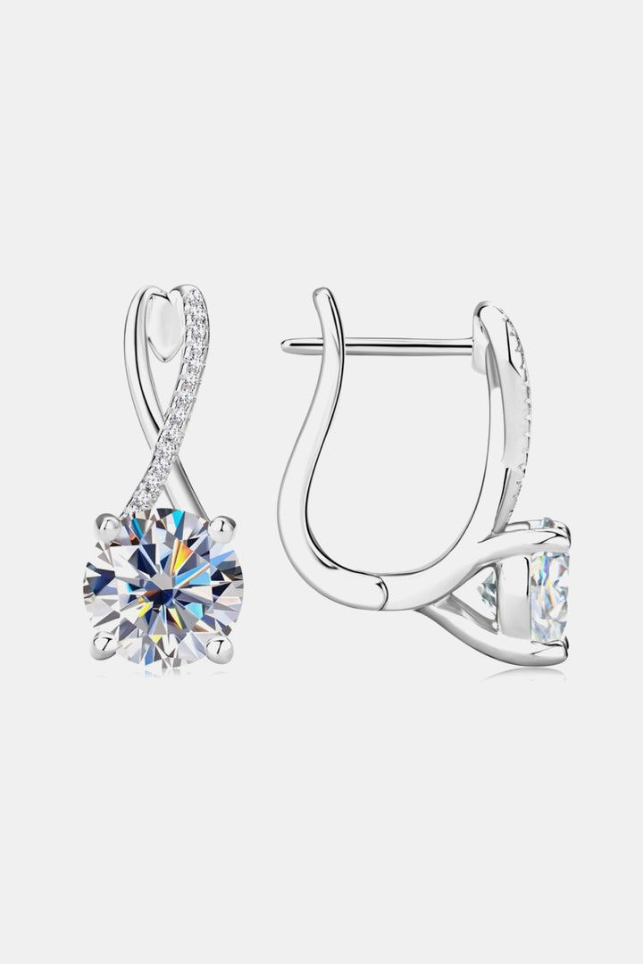 4 Carat Moissanite 925 Sterling Silver Crisscross Earrings - Gold, Silver
