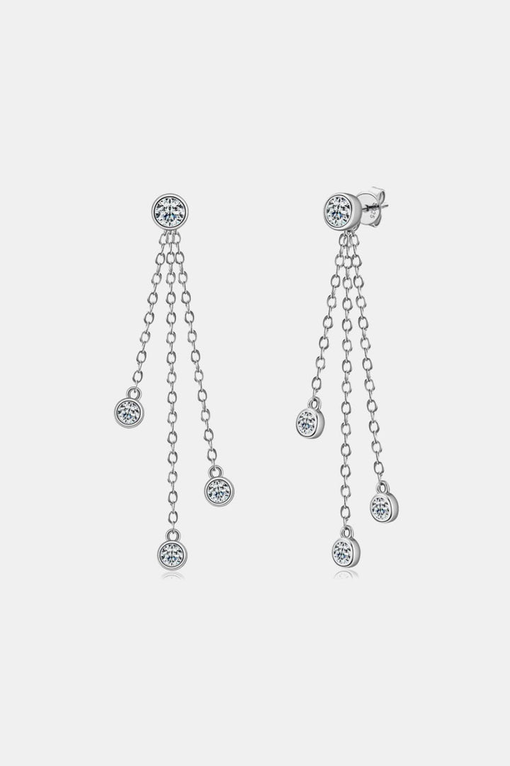 1.2 Carat Moissanite Layered Chain Earrings - Silver, Gold
