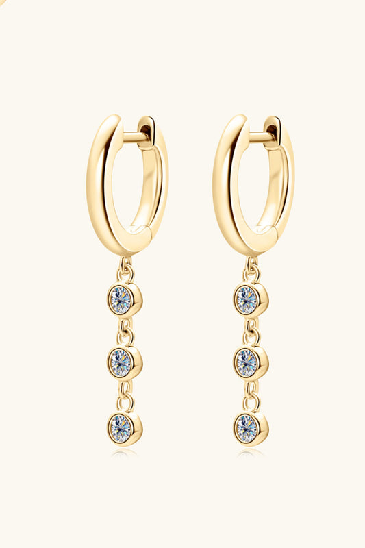 MOISSANITE 925 STERLING SILVER DANGLE EARRINGS - GOLD, SILVER