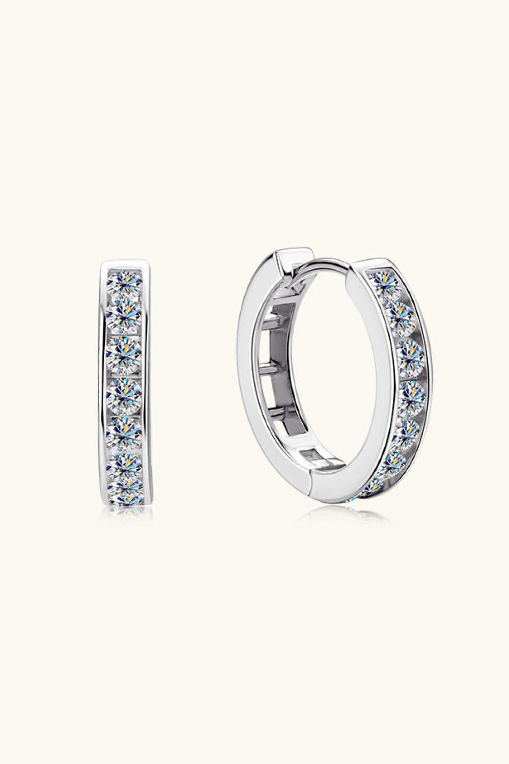 Inlaid Moissanite 925 Sterling Silver Huggie Earrings - Gold, Silver