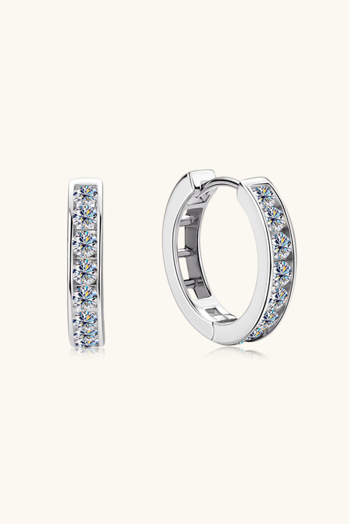 Inlaid Moissanite 925 Sterling Silver Huggie Earrings - Gold, Silver