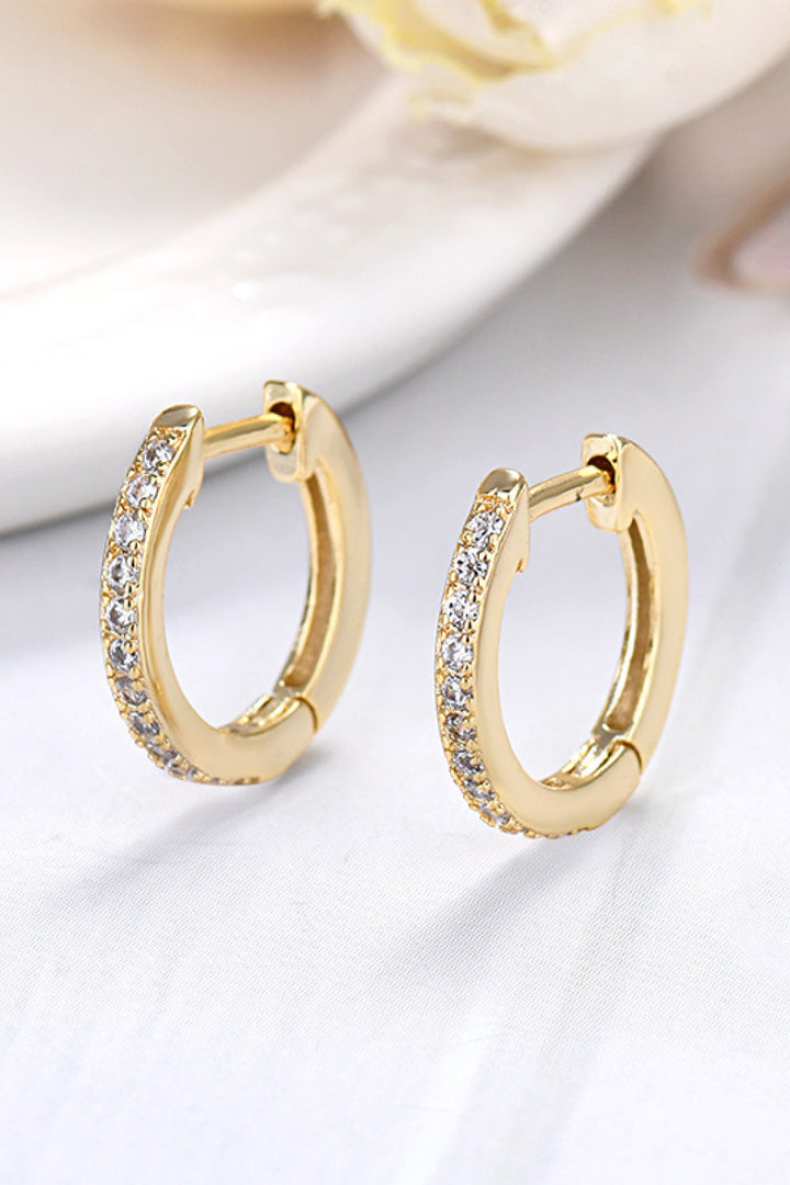 Chic Moissanite 925 Sterling Silver Huggie Earrings - Gold, Silver