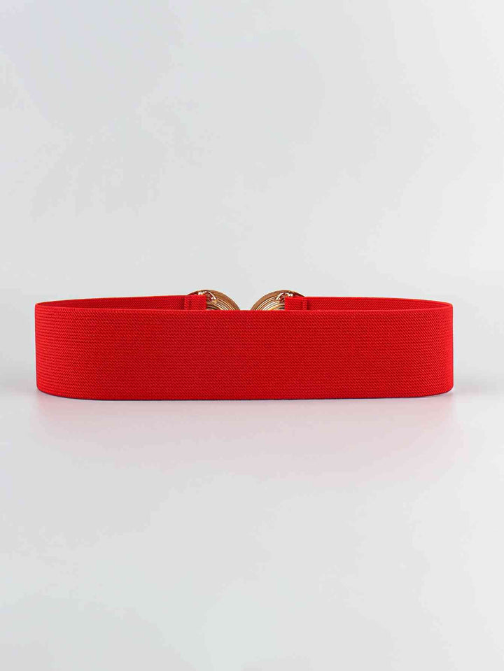Geometric Gold Buckle Elastic Wide Belt - Multiple Colors