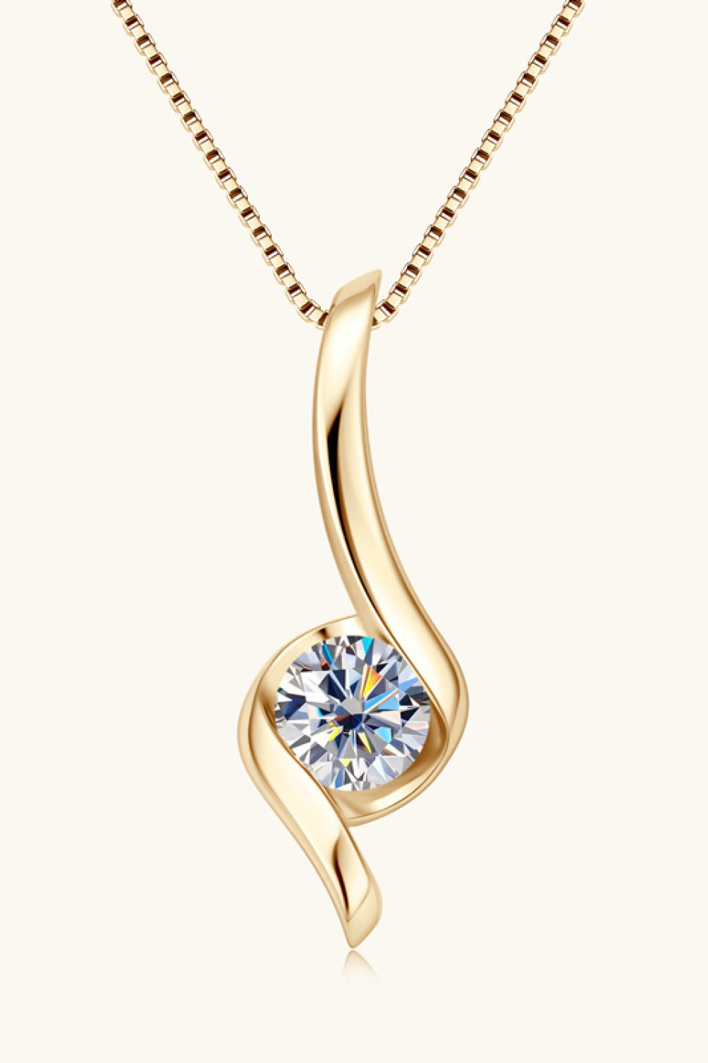 1-Carat Moissanite 925 Sterling Silver Ribbon-Pendant Necklace - Gold, Silver