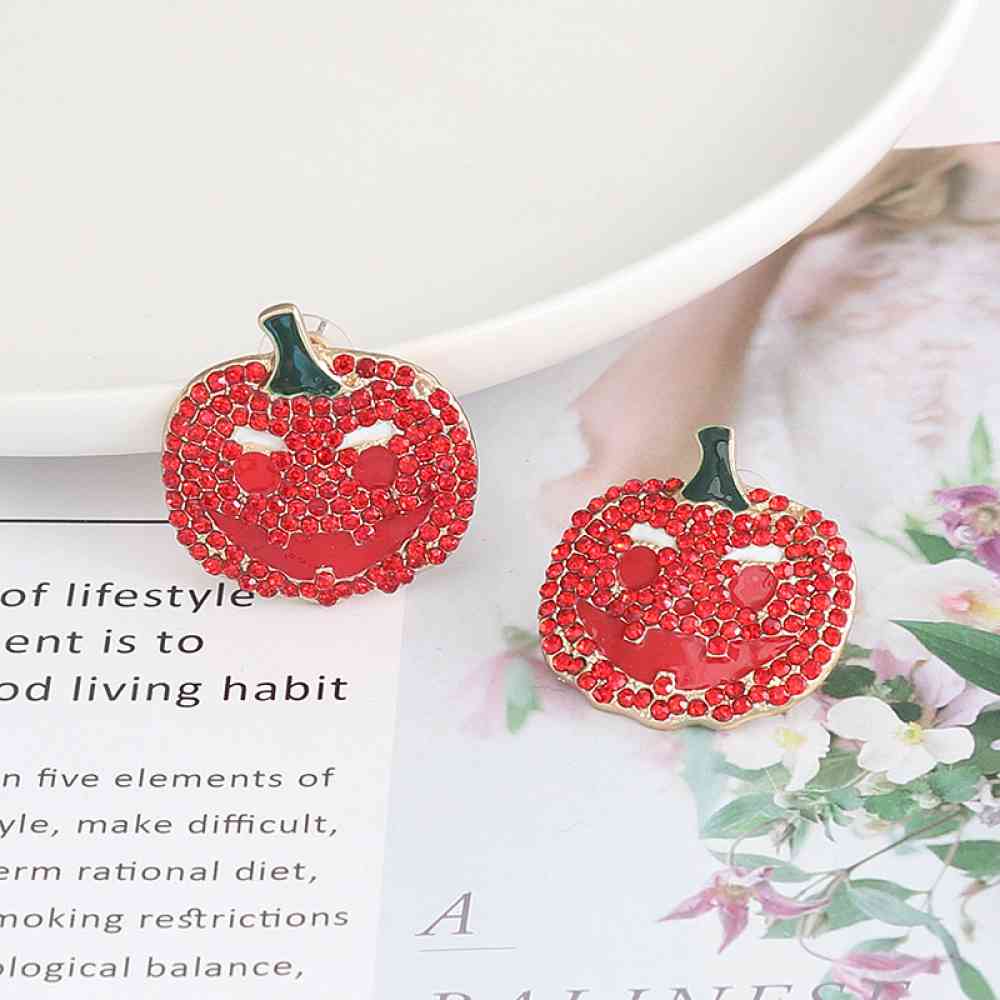 Pumpkin Rhinestone Alloy Earrings - Multiple Colors