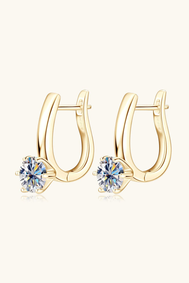 2 Carat Moissanite 925 Sterling Silver Loop Earrings - Silver, Gold