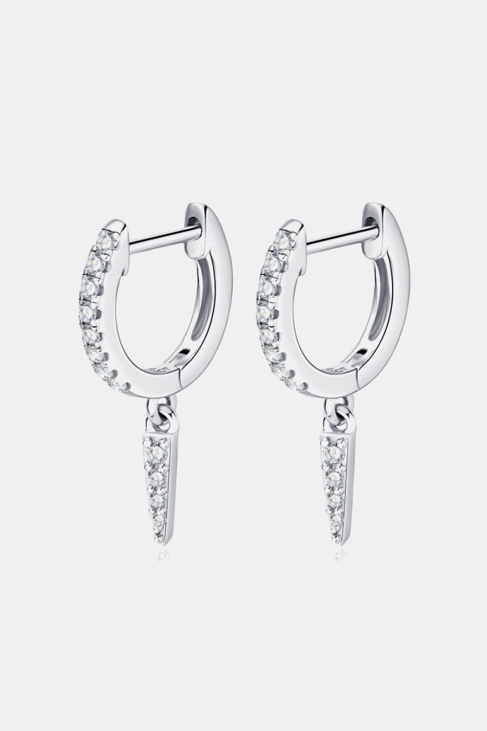 Moissanite 925 Sterling Silver Huggie Drop Earrings - Silver, Gold