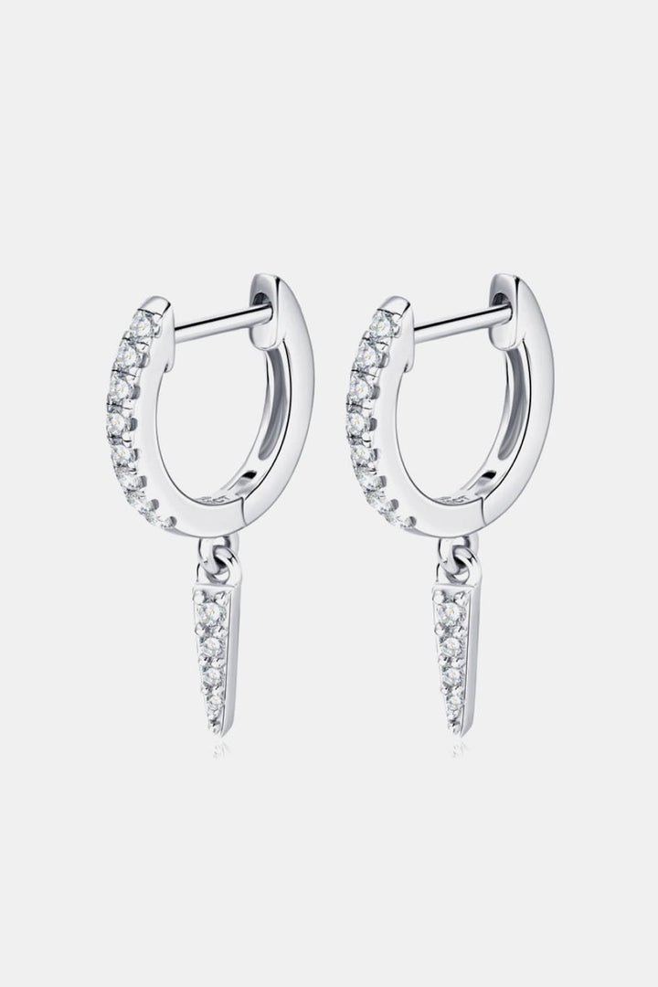 Moissanite 925 Sterling Silver Huggie Drop Earrings - Silver, Gold