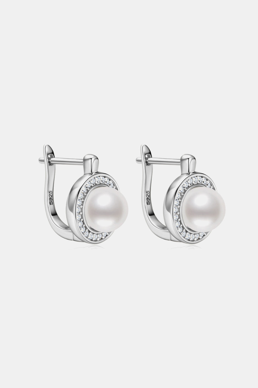 Moissanite &amp; Freshwater Pearl 925 Sterling Silver Earrings - Gold, Silver