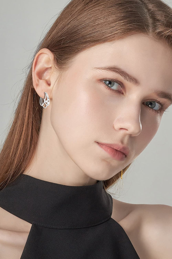 Moissanite 925 Sterling Silver Layered Earrings - Gold, Silver
