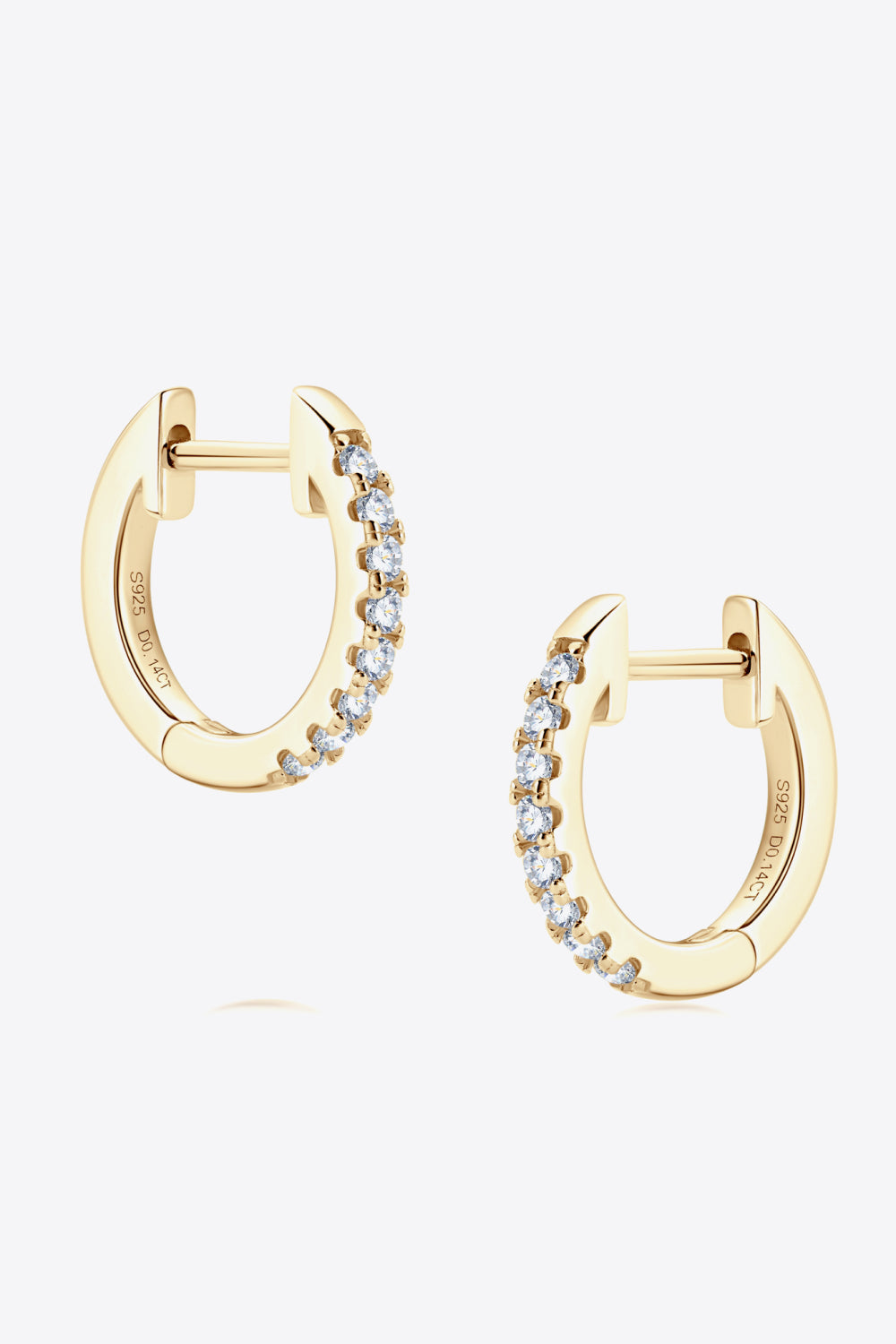 Chic Moissanite 925 Sterling Silver Huggie Earrings - Gold, Silver