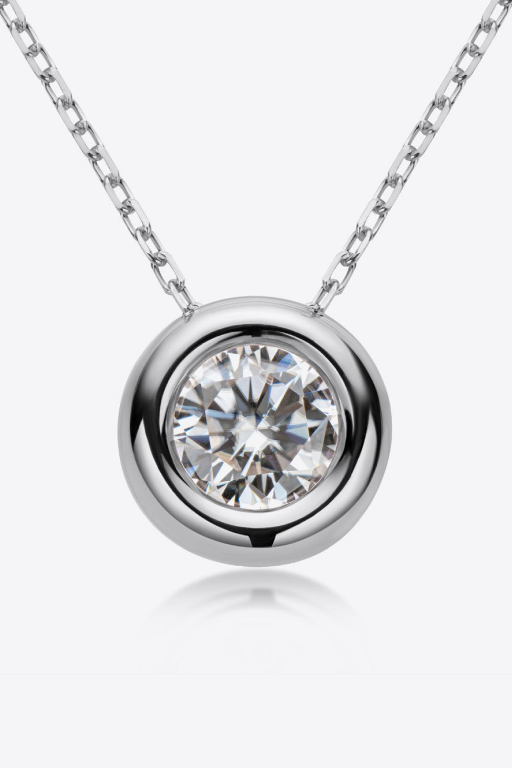 1 Carat Moissanite Round-Pendant 925 Sterling Silver Necklace - Gold, Rose Gold, Silver