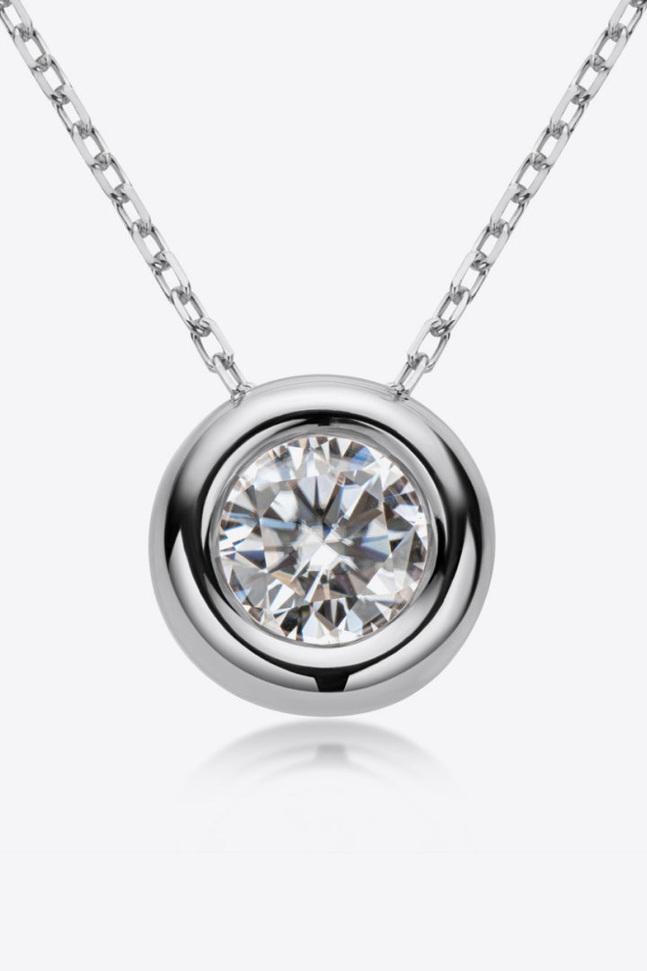 1 Carat Moissanite Round-Pendant 925 Sterling Silver Necklace - Gold, Rose Gold, Silver