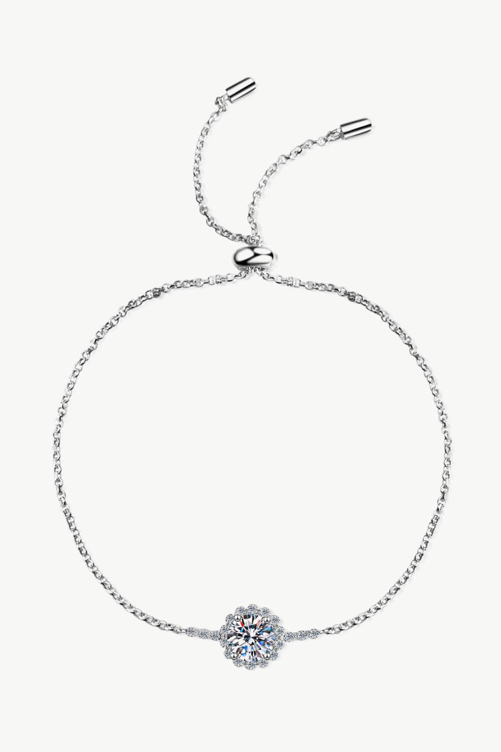 1 Carat Moissanite 925 Sterling Silver Chain Bracelet