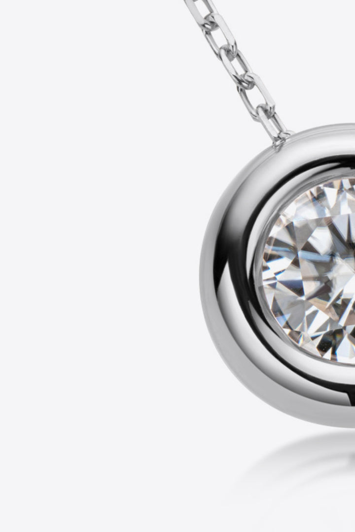 1 Carat Moissanite Round-Pendant 925 Sterling Silver Necklace - Gold, Rose Gold, Silver
