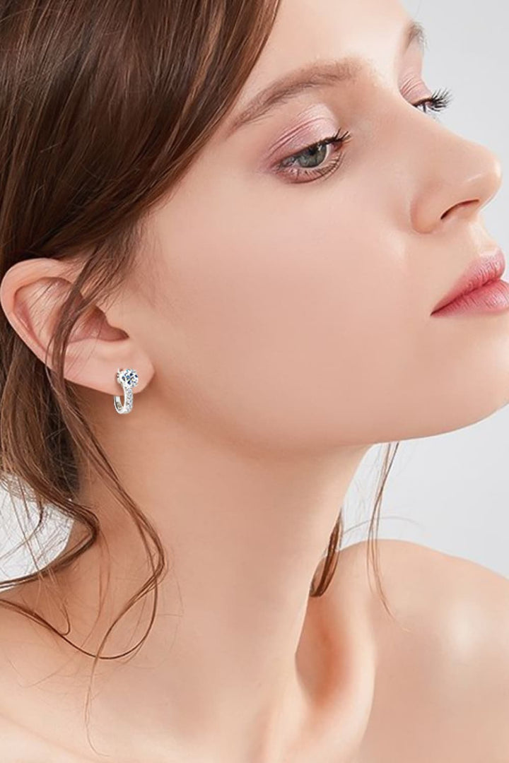 2 Carat Moissanite &amp; Zircon 925 Sterling Silver Loop Earrings - Gold, Silver