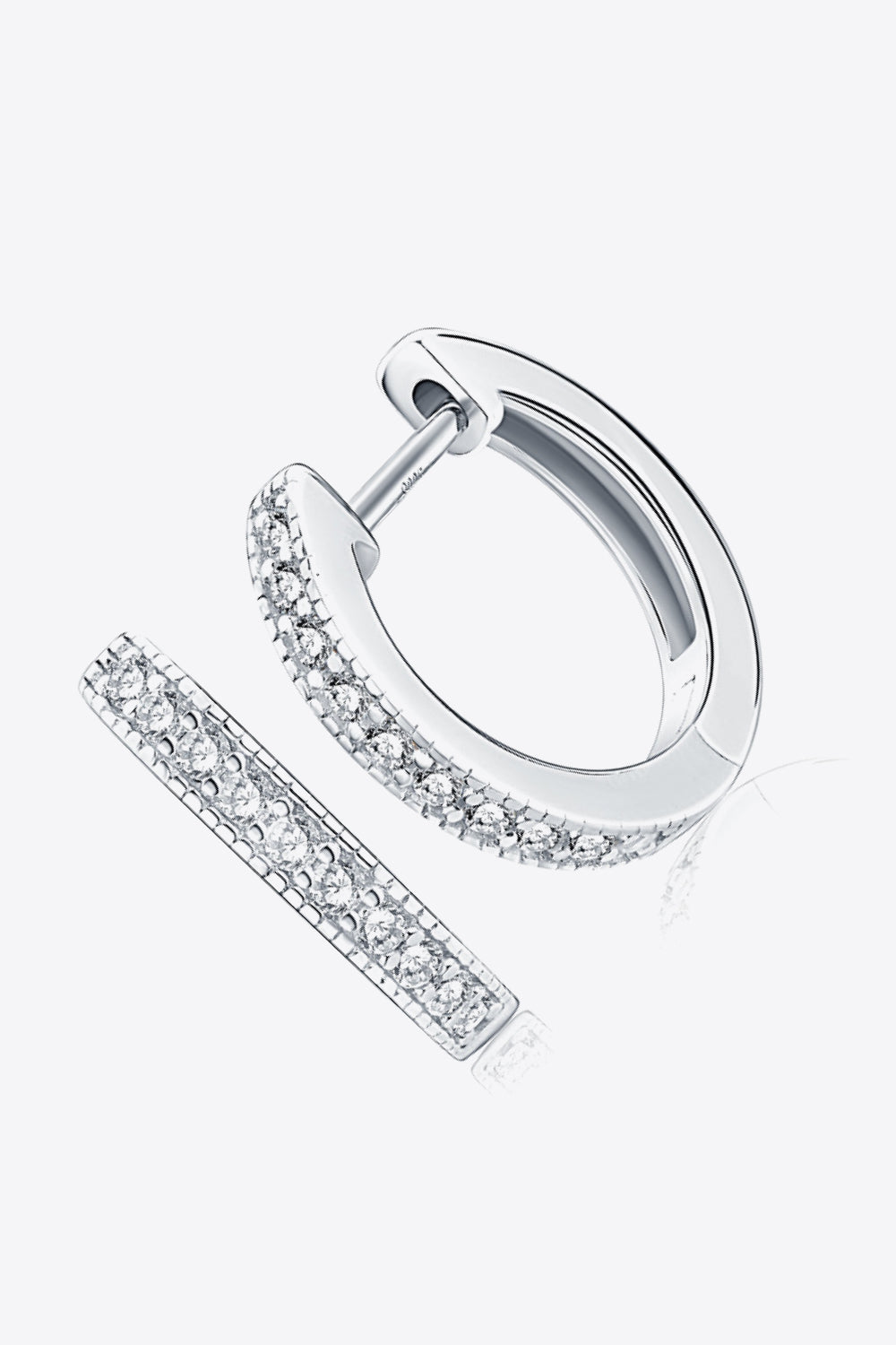 Inlaid Moissanite 925 Sterling Silver Hoop Earrings - Silver, Gold