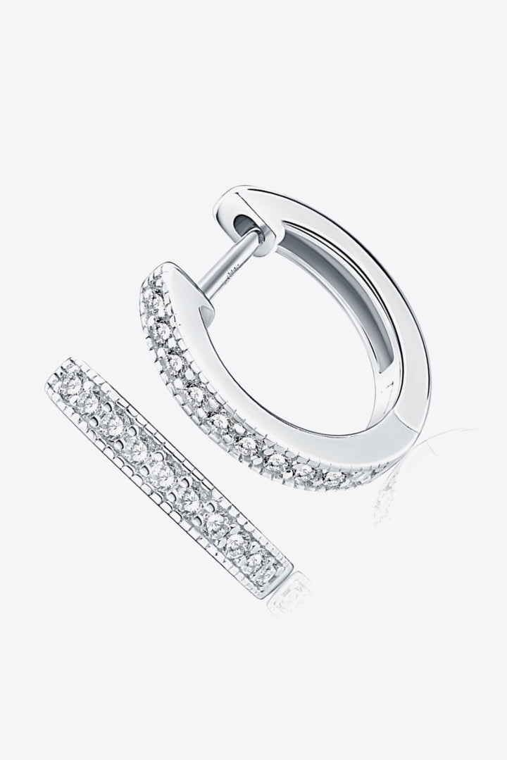 Inlaid Moissanite 925 Sterling Silver Hoop Earrings - Silver, Gold