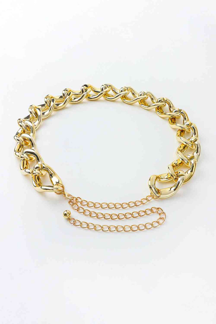 1.2" Width Acrylic Curb Chain Belt - Gold, Silver